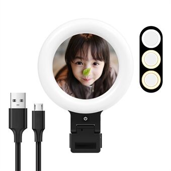 Y06 6,3 tommer Selfie Ring Lys med Makeup Spejl til PC Bærbar Computer Konference Chat Streaming Live Youtube