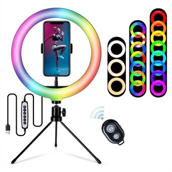 S26-RGB 10 tommer USB-drevet RGB LED- Ring med telefonholder til Live Broadcast Makeup Selfie