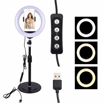 Selfie Flash Ring Light Mobiltelefon Holder LED Kamera Mount Lang Arm USB Stand