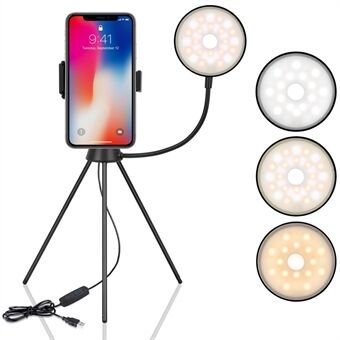 NS-08 LED- Ring med stativ Telefonclip Dæmpbar Selfie Fill Lamp Skønhedsfotograferingslys til livestream