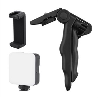 Vlog Shooting Desktop Tripod Justerbar Fill Light Telefonholdersæt til mobiltelefon 6,5-10 cm