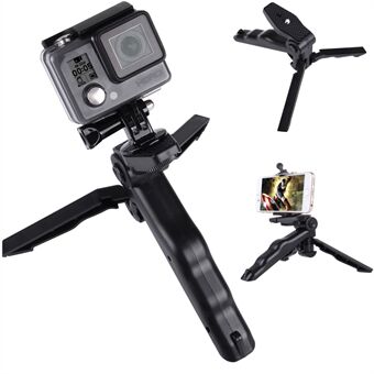PULUZ PU191 Grip Folde Tripod Mount med Adapter & Skruer til GoPro HERO6 /5 /4 /3+ /3 /2 /1, SJ4000, Digitalkameraer