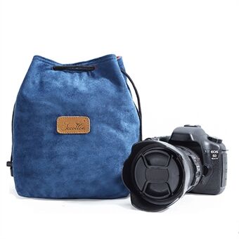JCCOTTON FB-00001 Soft Liner Camera Bag for Canon Nikon DSLR Shockproof Drawstring Lens Carrying Bag, Square/Size L