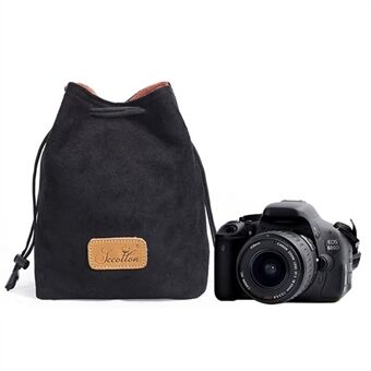JCCOTTON FB-00001 Anti-scratch Drawstring Lens Carrying Bag for Canon Nikon DSLR Camera Storage Bag, Square/Size M