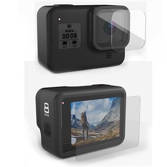 SHEINGKA skærmbeskytter i hærdet glas + linsebeskytterfilm til GoPro Hero 8 Black