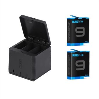 AT1160 RUIGPRO Batteriopladersæt Batteriopbevaringsboks til GoPro Hero9 Black