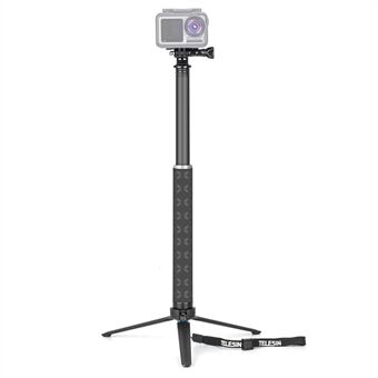 TELESIN GP-MNP-90T til GoPro Hero 8/7/6 Stand Carbon Fiber Selfie Stick Udtrækkeligt stativbeslag