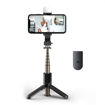 L10S 2 i 1 trådløs Bluetooth Selfie Stick Teleskopisk Monopod Foldbar Tripod med Fyld Light til Smart Phone