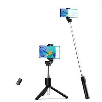 A02 Udtrækkeligt Stand med fjernbetjening Bærbar sammenfoldelig Bluetooth Monopod Selfie Stick, sort
