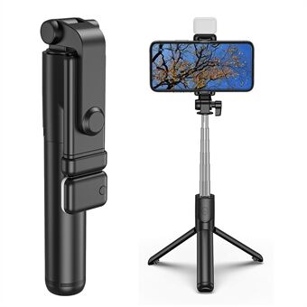 H1S 100 cm udtrækkelig integreret Bluetooth stativ telefonholder Bærbar justerbar Selfie Stick med lys