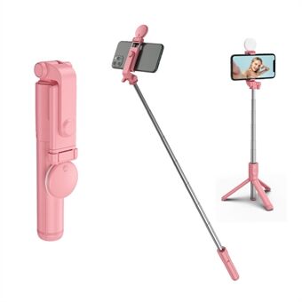 H1X 100 cm udtrækkelig Bluetooth-stativtelefonholder Bærbar Justerbar Selfie Stick med rundt lys