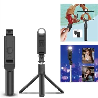 S05-S 2 i 1 Bluetooth Selfie Stick Indbygget fjernbetjening Foldestativ med Fyld Light til Vlogging fotografering