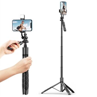 L16 Stand Kamera Gimbal Stabilizer Trådløs Bluetooth-fjernbetjening 34-153 cm Udtrækkelig Selfie Stick Telefonclipsholder med One Fill Light