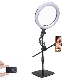 Stand 828 Desktop Video Ring Light LED Selfie Lampe Live Streaming Telefonfotograferingsstativ med Bluetooth-fjernbetjening