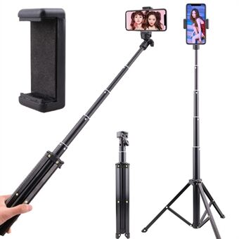 T9 140 cm teleskopisk telefonholder Selfie Stick Livestreaming fotografering Stand med telefonklip + opbevaringstaske