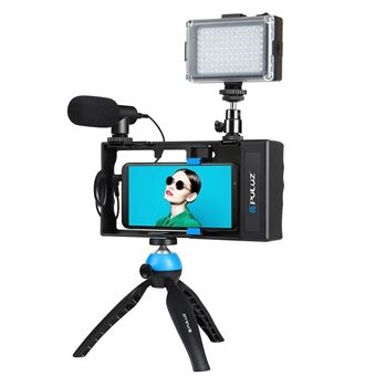 PULUZ PKT3121L Bluetooth håndholdt smartphone vlogging videooptagelsesrig kit med mikrofon + stativ + udfyldningslys
