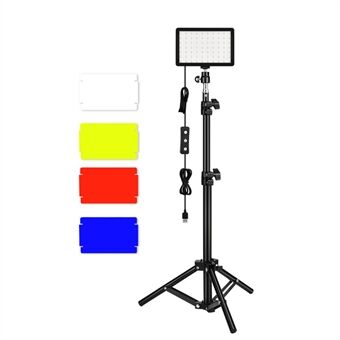 USB LED-videolys Dæmpbar 5600K Fyld-lys med justerbar Stand 4-farvefiltre til livestreaming