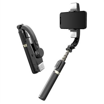 Q08D Automatisk Balance Gimbal Stabilizer Mini Udtrækkelig Selfie Stick med Fill Light til videooptagelse Selfie-optagelse