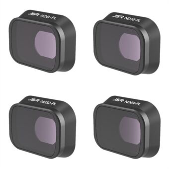JUNESTAR KB-4IN1(NDPL) JSR-1663-20 Til DJI Mini 3 Pro 4stk/sæt objektivfiltre ND8-PL + ND16-PL + ND32-PL + ND64-PL aluminiumslegering+glas kamera linsefilter