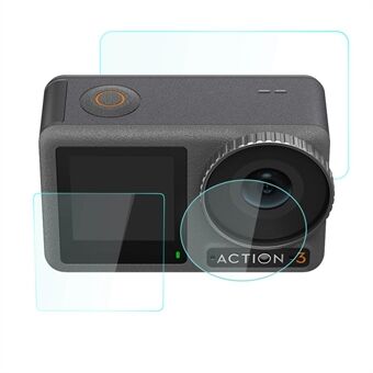 BDRRC til DJI Osmo Action 3 kamera hærdet glasfilm Eksplosionssikker skærmlinsebeskyttersæt