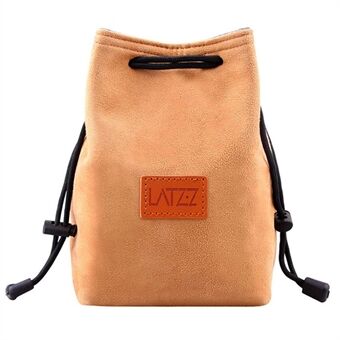 LATZZ kamerataske med snoretræk Vintage DSLR-kamerataske Blød linse-dagrygsæk til rejser, størrelse: S - gul