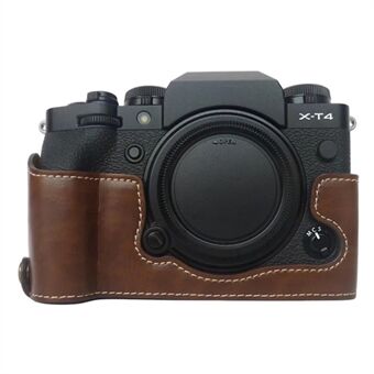 Til Fujifilm X-T4 digitalkamera PU læder beskyttende bundtaske Anti-ridse halvt kropsdæksel med batteriåbning