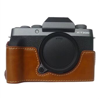 Til Fujifilm X-T200 digitalkamera Beskyttende bundtaske Anti-ridse PU læder halv kropsdæksel med batteriåbning