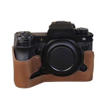 Til Fujifilm X-H2s PU-læder Anti-ridse kamera bunddæksel Stort åbningsdesign Beskyttende halvt kropshus