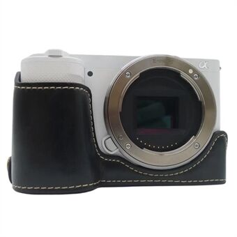 Til Sony ZV-E10 kamera bundtaske Anti-ridse PU læder halvt beskyttelsescover med batteriåbningsdesign