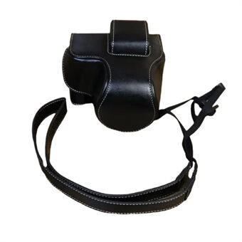 PU læder beskyttelsestaske til Canon EOS R10 18-45 mm objektiv, vintage mini opbevaringstaske cover med skulderrem