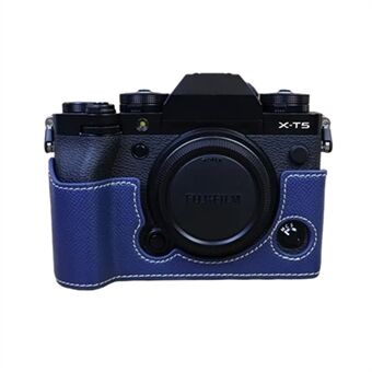 Til Fujifilm X-T5 kamera PU læder beskyttelsesetui Batteriåbningsdesign Halv kropsdæksel med håndstrop