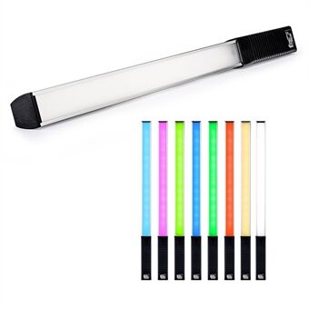 LUXCEO Q508A 8-farvet fotografering RGB Fill Light Justerbar farvetemperatur Håndholdt videolys - sort/hvid