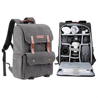 K&F CONCEPT KF13.104 2-i-1 stor 18L DSLR kamera rygsæk Aftagelig indre håndtaske Komfortabel skuldertaske 15,6 tommer laptop rygsæk - grå
