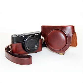 PU Leather Camera Protective Case + Strap for Sony DSC-RX100 Mark III IV M1/M2/M3/M4/M5