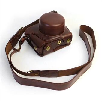 Beskyttende læder kamerataske med skulderrem til Nikon J5 (10-30 mm)