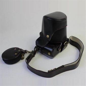 Beskyttelsesetui i PU-læder + rem + kameralinsetaske til Fujifilm X-E3 (Long-focus Edition) kamera - sort