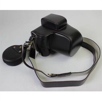 Beskyttelsesetui i PU-læder + rem + kameralinsetaske til Fujifilm X-E3-kamera med XF23 mm-objektiv