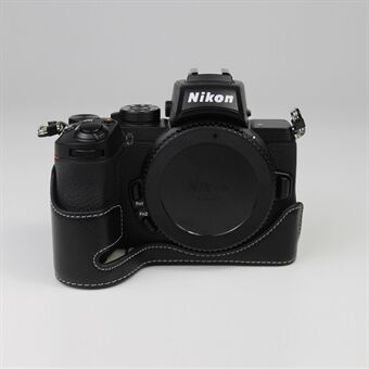 Ægte læder halvbunds kamera beskyttende taske til Nikon Z50