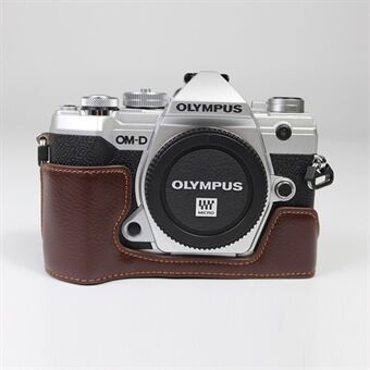 Ægte læder halvbunds kamera beskyttelses taske til Olympus E-M5 Mark III
