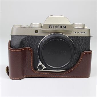Ægte læder kamera halvtaske til Fujifilm Fuji X-T200/XT200