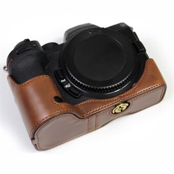PU læder kamera beskyttelse bundtaske taske halvt kropsdæksel med batteriåbning til Nikon Z5/Z6/Z7/Z6II/Z62/Z7II/Z72