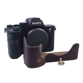 Stødsikkert kameracover Ægte læder kamera bundetuiet Beskyttende ærme til Sony A7M4/A1/A7S III/A7S3 kamera