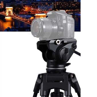 PULUZ PU3501 Heavy Duty videokamera Stativ Action Fluid Drag Head med glidende plade til DSLR & SLR kameraer - Sort