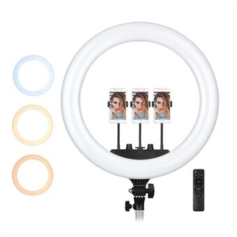 18 tommer LED Ring fotografilampesæt med 3 telefonholdere fjernbetjening til livestream