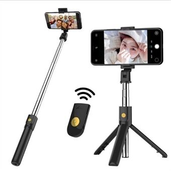 2-i-1 Selfie Stick Stativ Trådløs fjernbetjening Lukker Mobiltelefon Stand og holder til streaming af Selfies Videoer Billeder Rejser