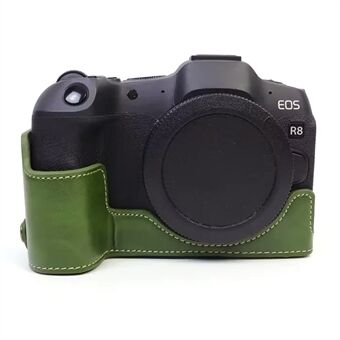 Til Canon EOS R8 PU Læderkamera Bundkasse Halvkrop Beskyttelsescover med batteriåbning