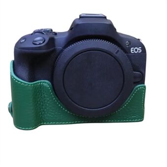 Til Canon EOS R50 / R100 Anti-ridse ægte læder kamera Bundcover Stort åbningsdesign Half Body Case
