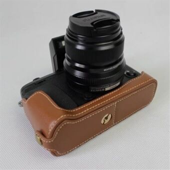 Ægte læder halvt kamerataske Taskebeskytter til Fujifilm X-E3 kamera - brun