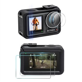STARTRC 1126549 2 sæt til DJI Osmo Action 4 Sportskamera Hærdet glas For- og bagside skærmbeskytter + linsefilm