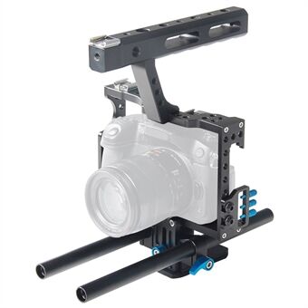 YELANGU A7 Aviation Aluminum Camera Cage Kit for GH4/A7S/A7/A7R/A72 Quick Release Plate Base Frame Cage with Top Handle Grip/Cold Shoe for Photography